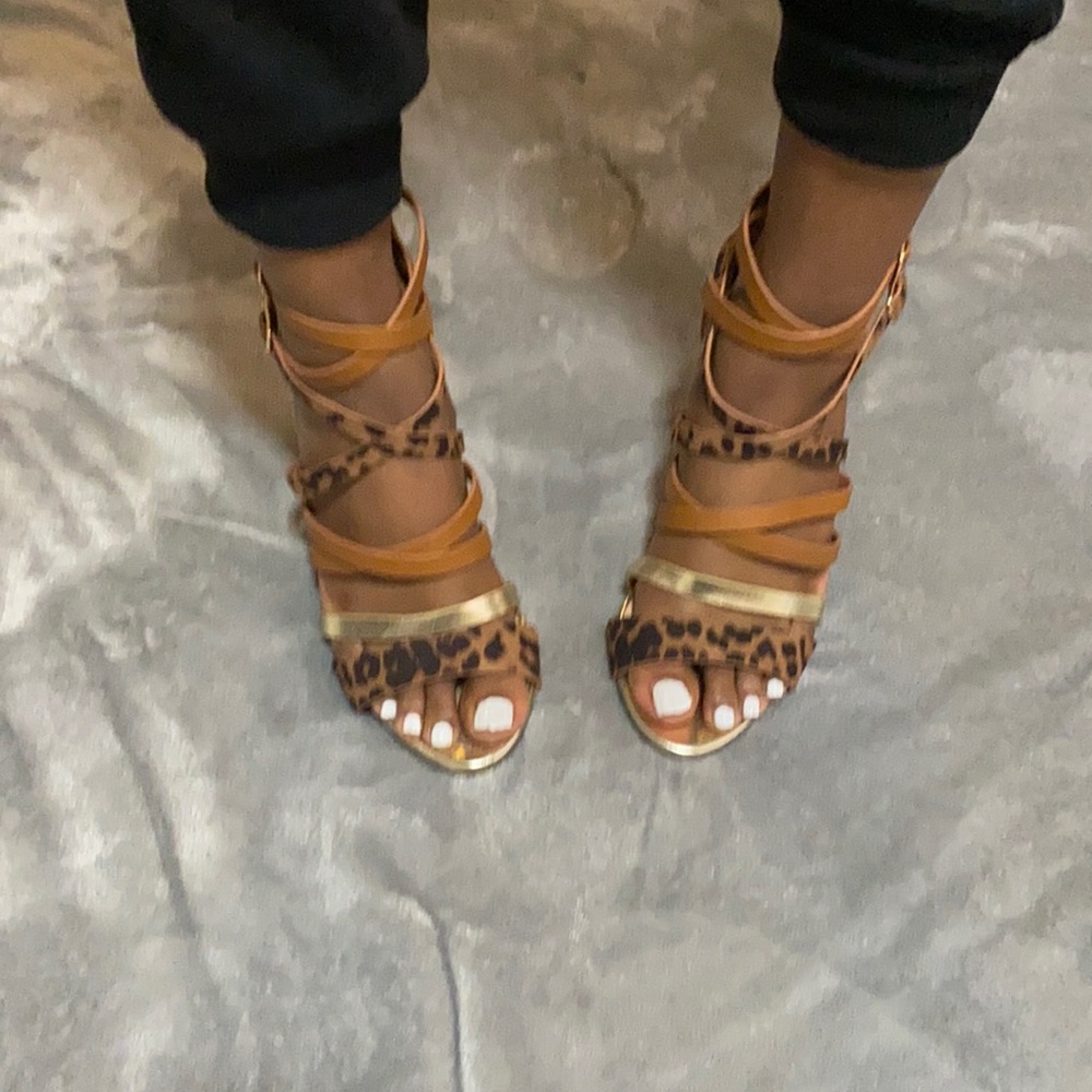 Tan Leopard high heels